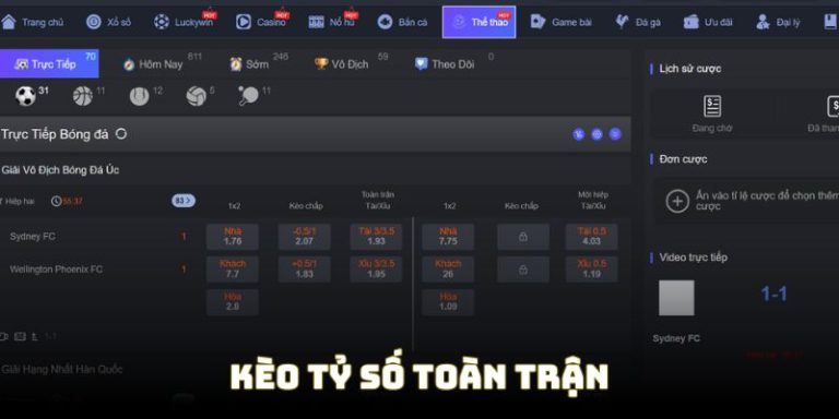 Cược toàn trận trong kèo tỷ số là gì